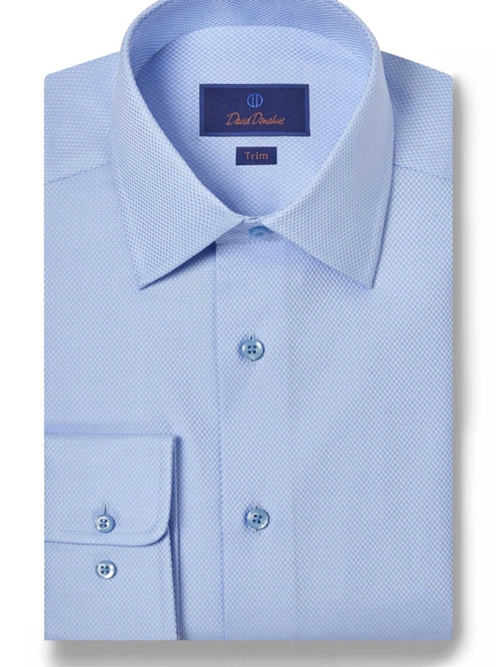 David Donahue Trim-Fit Light Blue Dress Shirt